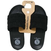 Wholesale - WOMEN BLACK TEDDY BUBBLE FOAM SLIPPERS ASST SIZE LAYER 8 C/P 36, UPC: 193242117381